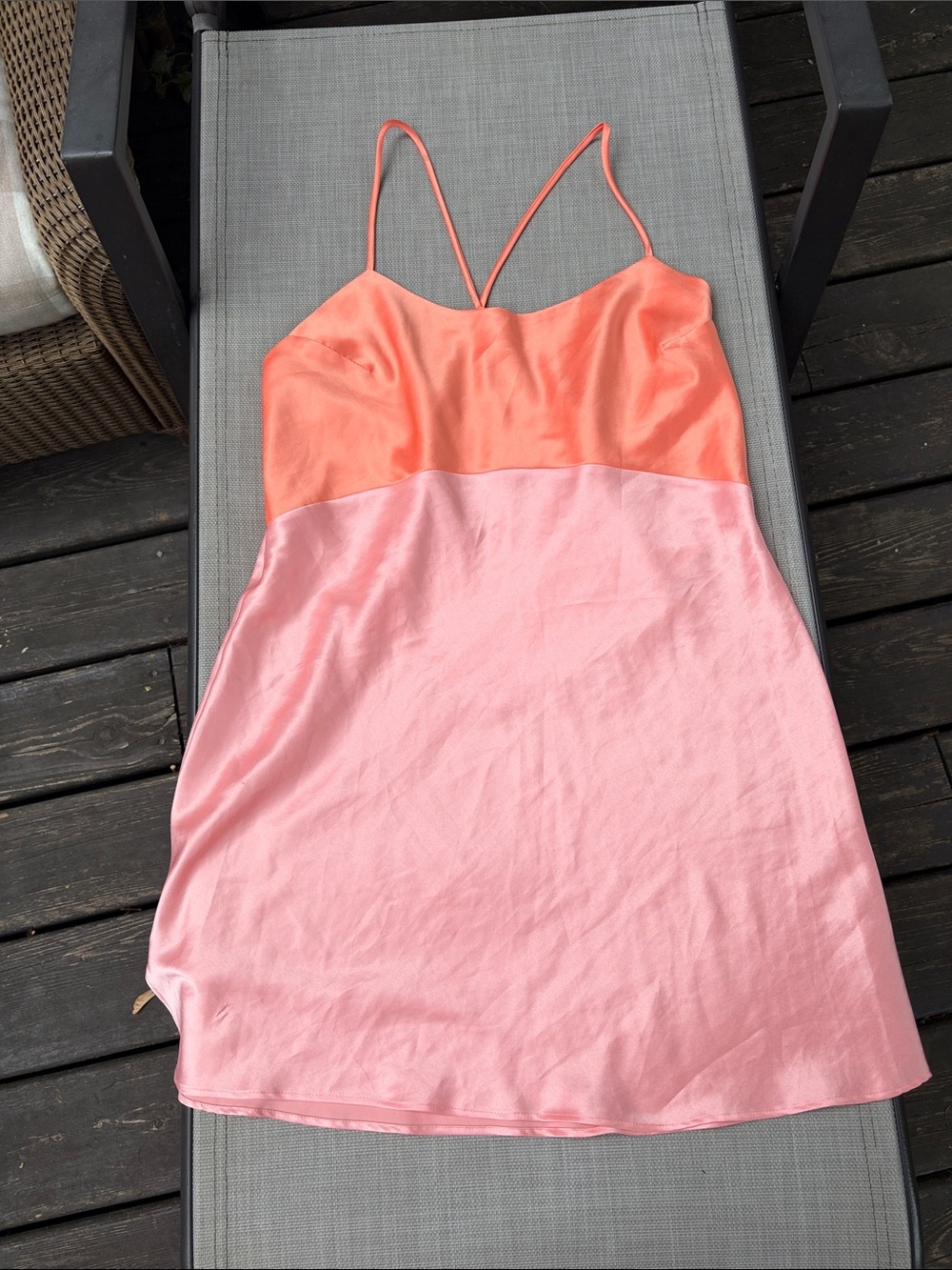 Natori Two-Tone Coral and Light Pink Slip Dress